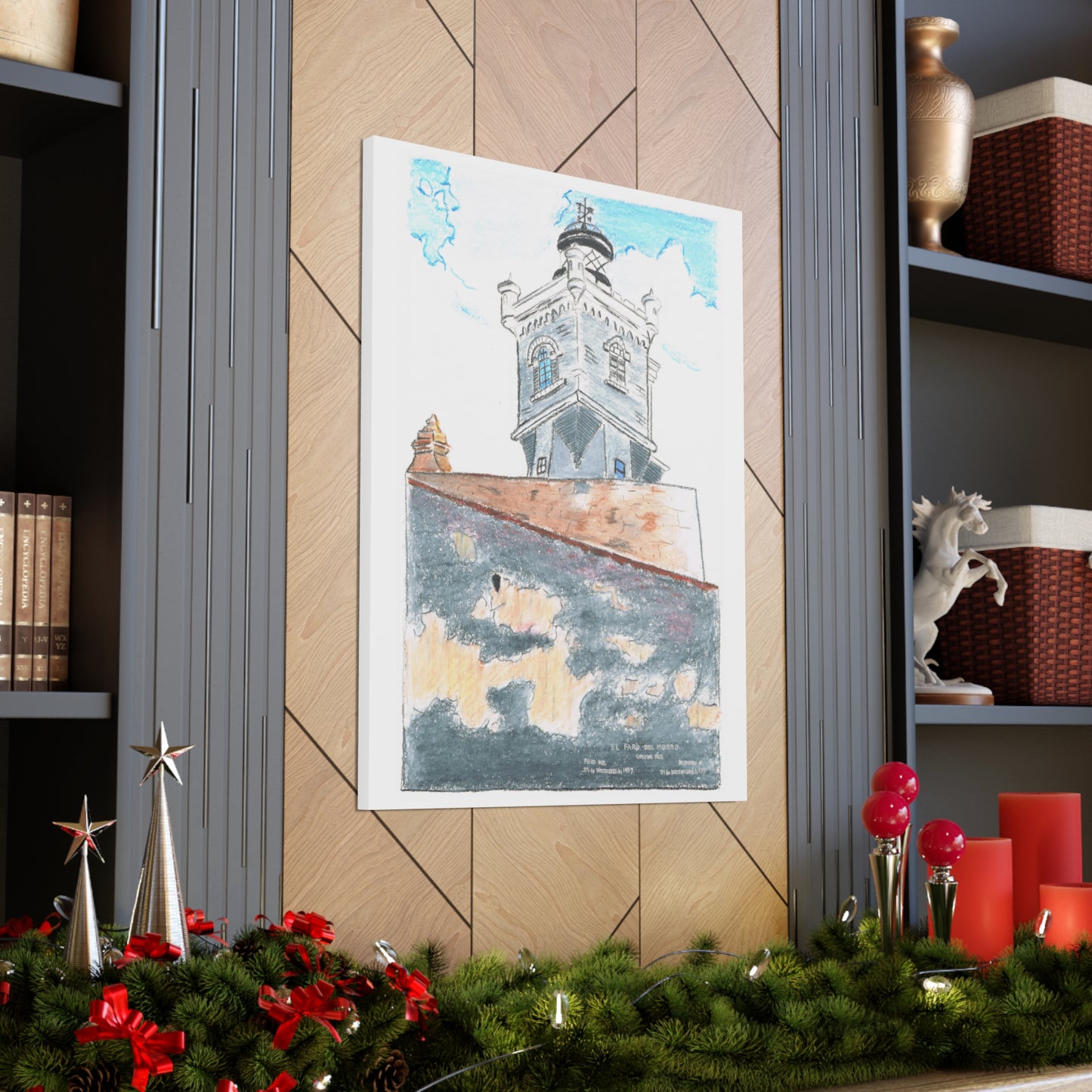 "El Morro Lighthouse" - From original Prismacolor rendering - Canvas Gallery Wraps