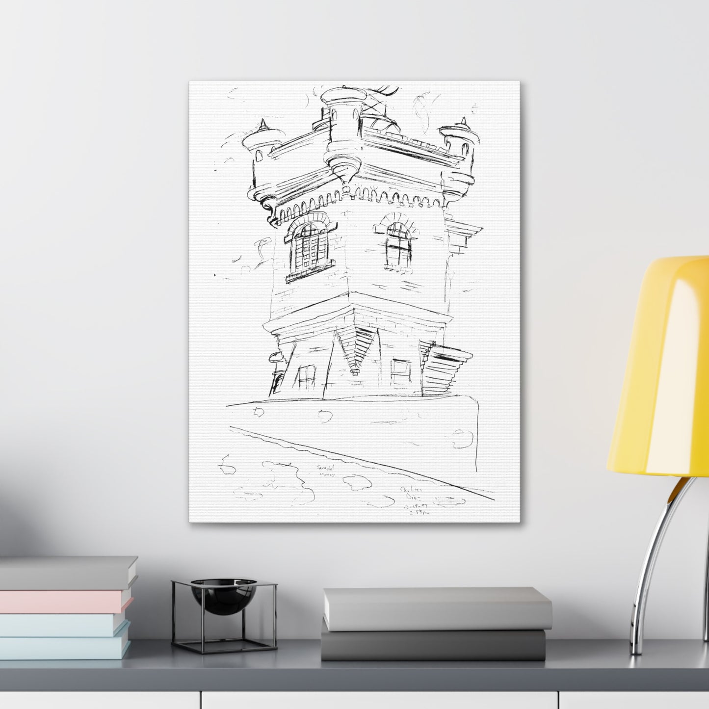 "El Morro Lighthouse" - From the original sketchbook - Line Art - Canvas Gallery Wraps