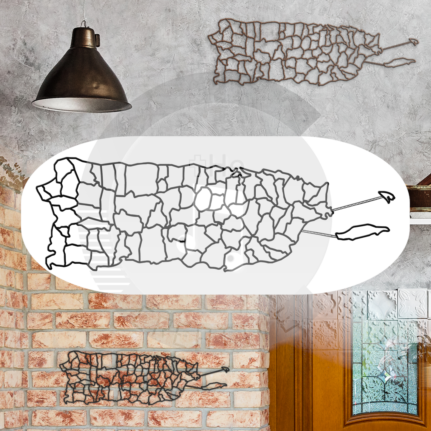 Puerto Rico and Its Municipalities: Wall Metal Map