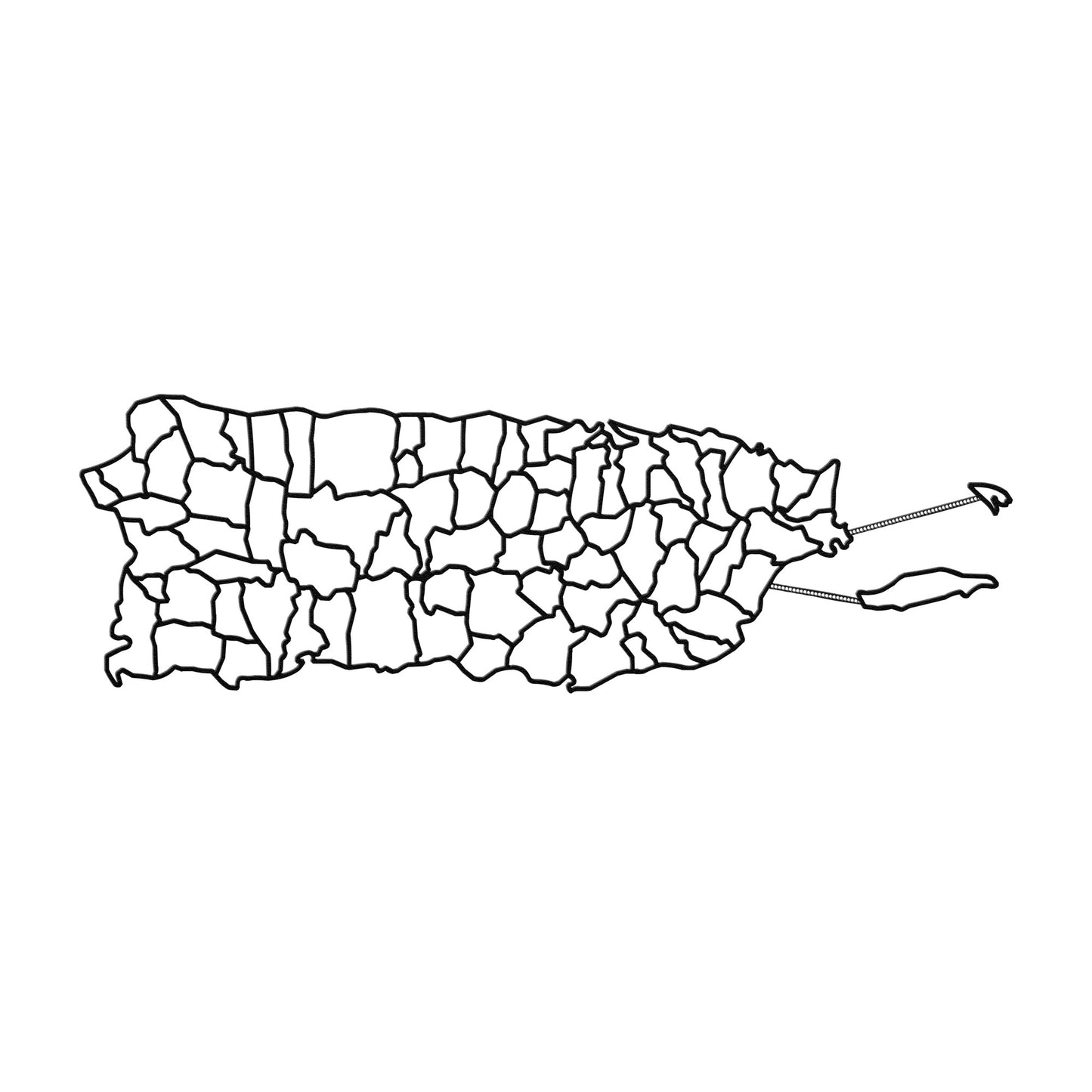 Puerto Rico and Its Municipalities: Wall Metal Map