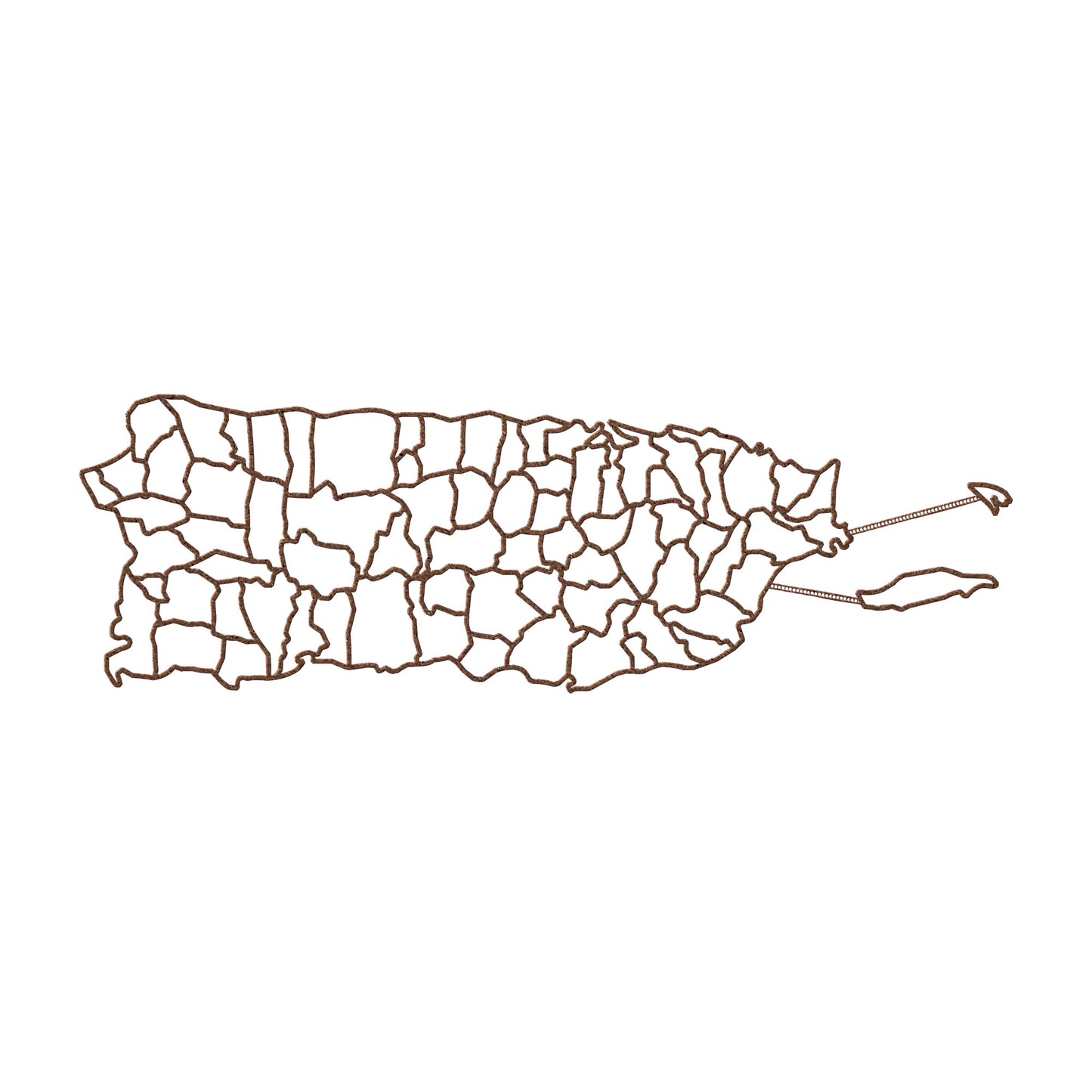 Puerto Rico and Its Municipalities: Wall Metal Map