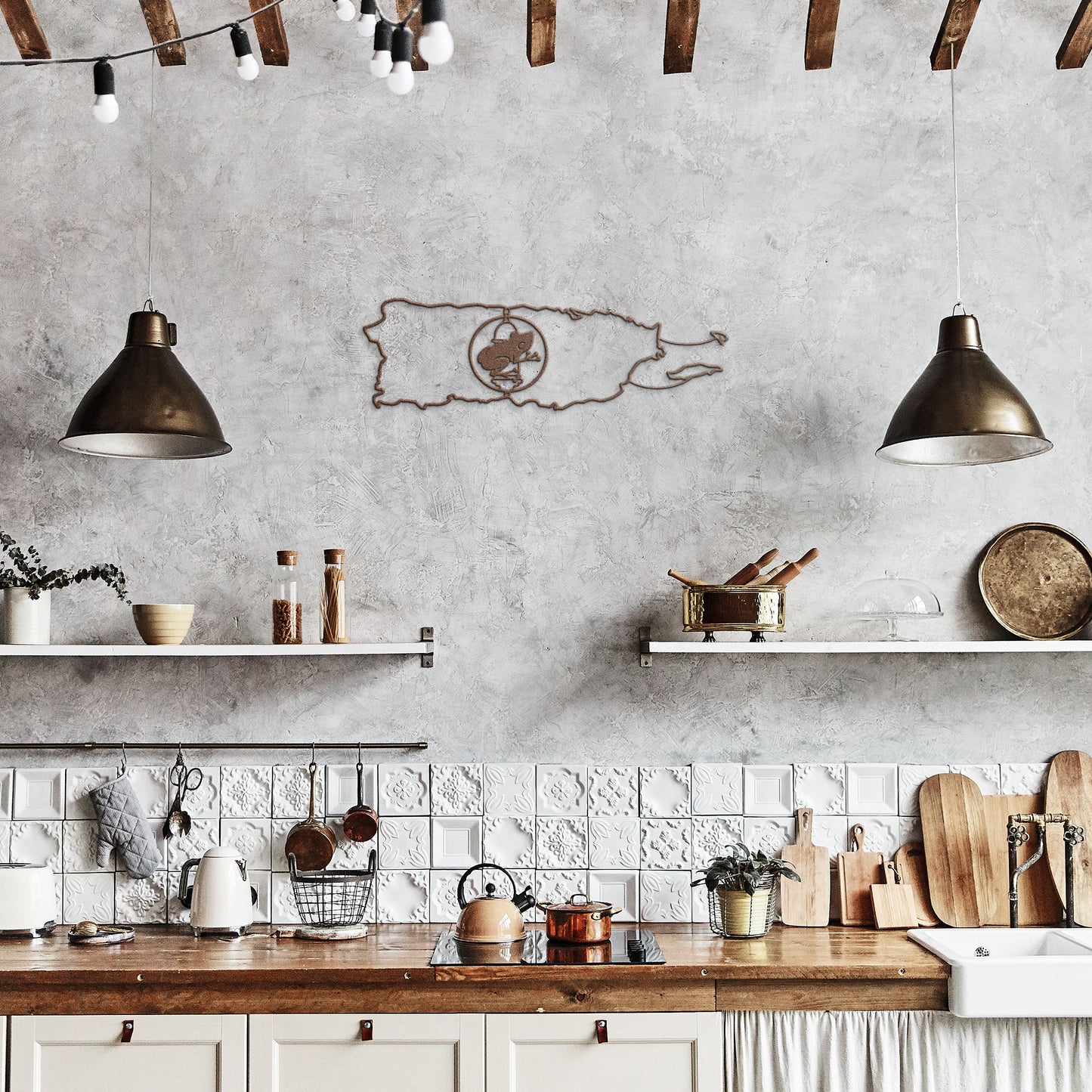 Puerto Rico: Coqui and Garita: Wall Metal Map