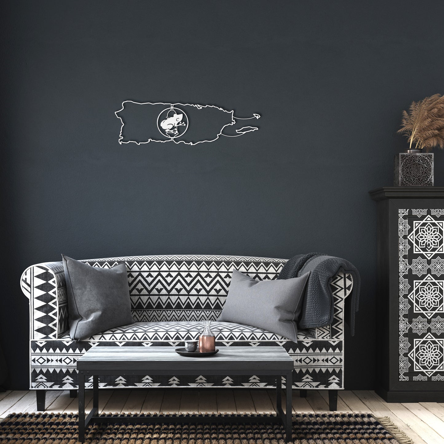 Puerto Rico: Coqui and Garita: Wall Metal Map